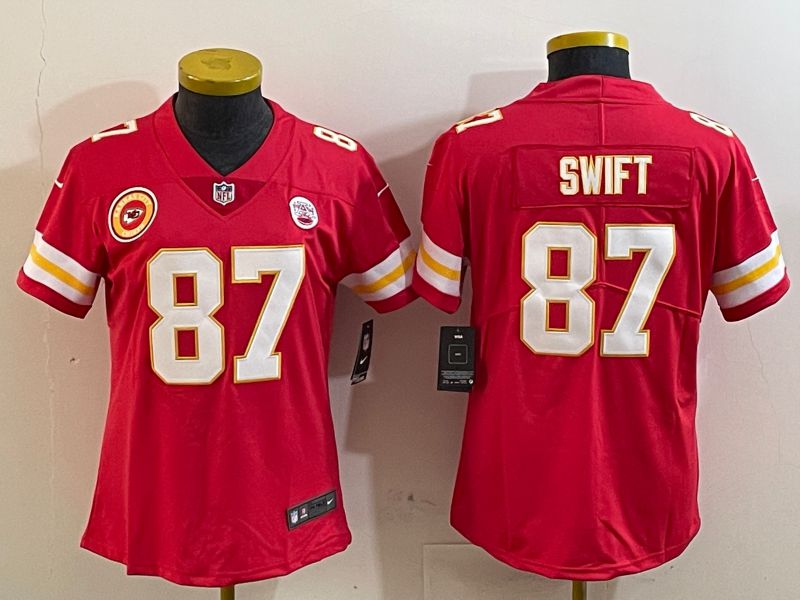 Youth Kansas City Chiefs #87 Swift Red 2025 Nike Vapor Limited NFL Jersey style 3